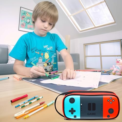 Image of Beaulyn Gamer Pencil Case for Boys - Large Pencil Pouch with Zipper Compartment, Portable Gaming Pen Bag Pencil Box Organizer for School Boy Kids