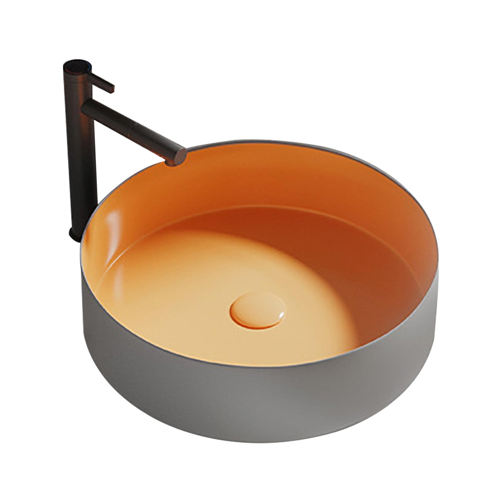 Aserzenith A Serzenith Bathoom Vaniy Wash Vessel Sink Bove Counter, Modern Counter Top Sink Ceramic With Faucet, Vanity Sink Bowl Round Easy To Install, For Cabinet Lavatory Cloakroom,-41X41x13cm