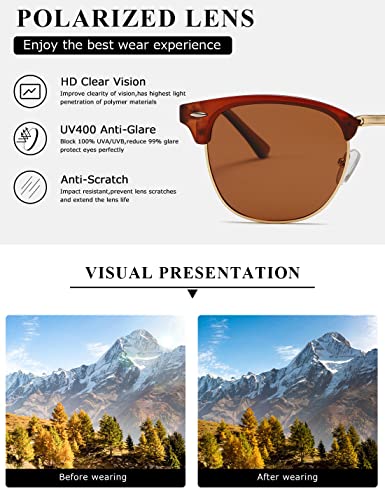 Image of AEVOGUE Polarized Semi Rimless Sunglasses for Men Women, Retro UV400 Sun Glasses for Driving Outdoor