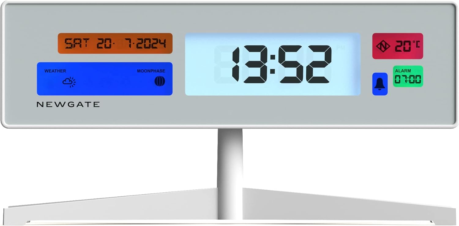 NEWGATE® Supergenius Modern LCD Alarm Clock Bedside Clock Desk Clock Digital
