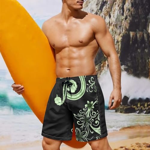 Mens Samoa Puletasi Polynesian Tribal Tonga Swim Trunks Quick Dry Board Shorts with Mesh Lining4