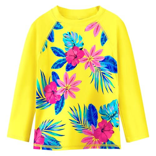Image of XFGIRLS Girls 2-Piece Swimsuit Long Sleeve Rash Guard Set Toddler 6M-8Y | UPF 50+ blocks 98% UV, Quick-dry, Easy on /off, Bright colors stand out, Machine wash, Breathable, Beach, swim, water park
