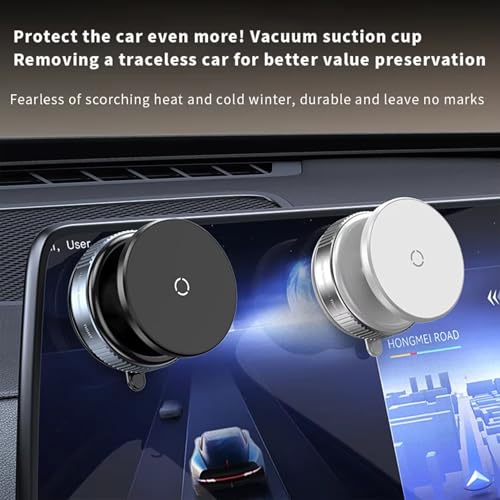 Image of DETACHI Universal Car Dashboard Mobile Phones Holder Mount Upgraded, 360 Degrees Rotation Vaccum Magnetic Accessories, Quick Install, Secure Grip for Interior Compatible with All Smartphones (Black)