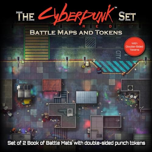 Loke Battlemats | The Cyberpunk Set: Books of Battle Mats & Tokens for Cyberpunk RED | Battle Mat for Roleplaying Games