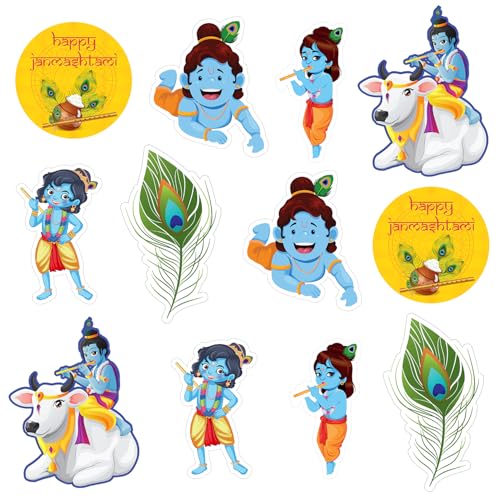 Best Janmashtami Decorations from Amazon India 13 Party Propz Krishna Janmashtami Decoration Items -12Pcs Multicolo...