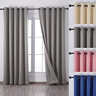QINUO HOME Alaska Three Pass Microfiber Treatment Thermal Insulated Grommet to Short Curtains Blackout Curtains for Basement Set of 2 Panels 46 by 54 inch, Silver