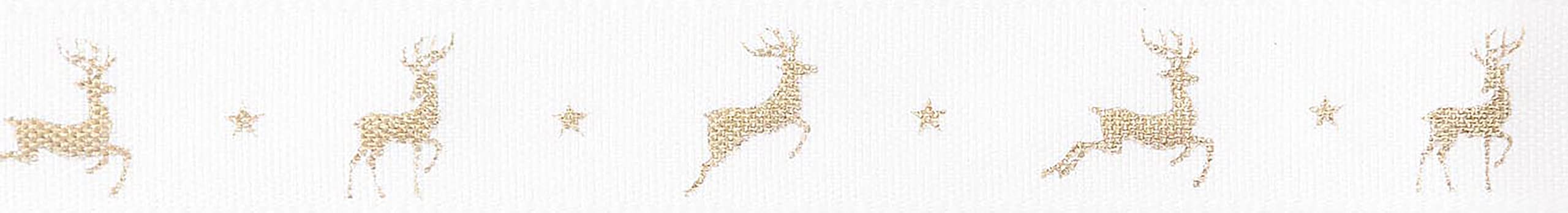 Berisfords Polyester Ribbon, White/Gold, 15mm x 20m