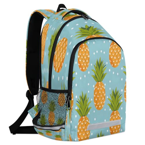 Watercolour Pineapple Dots Backpack with Chest Strap Reflective Lightweight Travel Hiking Backpack for Men Women Waterproof Daypack Back Pack for Commute Camping