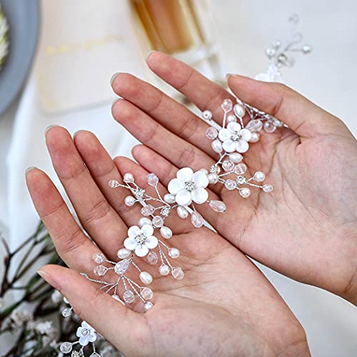 Heread Flower Bride Wedding Hair Vine Pearl Bridal Headband Rhinestones Hair Breath Accessories For Women And Girls  (A Silver) #TOP1