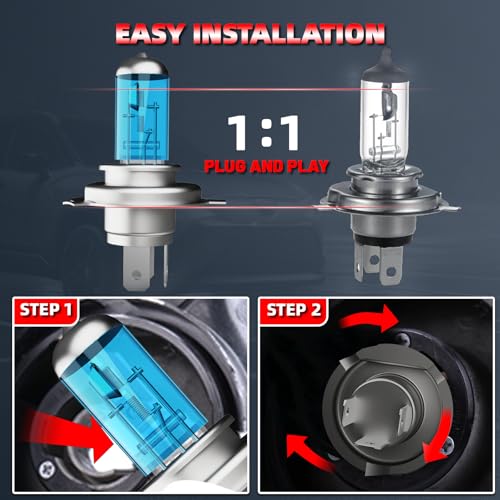 Image of Light Bulbs Fit For Ford Escape 2001-2004,9003 High Low Beam High Performance Halogen Headlight Bulb Combo, 6000K White Light, Pack of 2