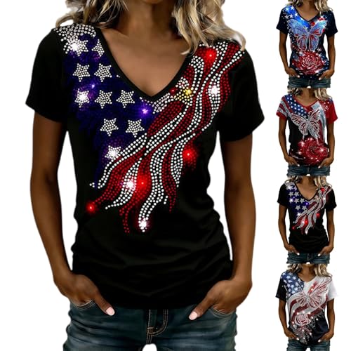 LVOFTJU USA 250Th Anniversary Shirt,250Th Anniversary USA Shirt Women 250 America Year Shirts Short Sleeve Celebration Patriotic Flag Print Tops 1776-2026 Tshirt Outfits,A001Black,M