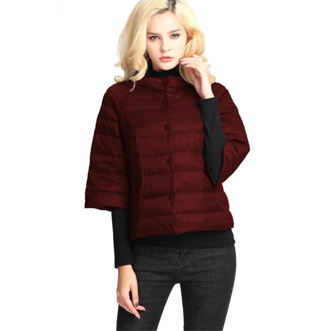 Piumino da donna leggero e corto, piumino sottile con colletto rialzato, nero, L, Nero , L