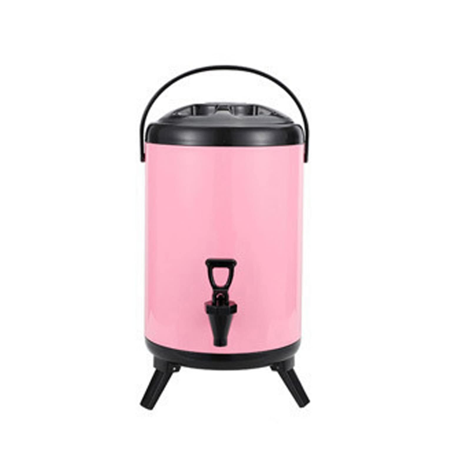 304 roestvrij staal geïsoleerde drank dispenser, 8 liter warme koude drank dispenser commerciële dubbellaagse emmer zwart 8l voor melk thee koffie thuis school kantoor