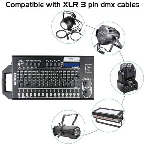 Dmx Controll Lichtmischpult Dmx Controller 512 Kanäle Dmx Konsole, Lichtmixer Dmx 512 Controller Musikgesteuert Lichtpult Eingebaut Programm und RDM Dip Funktion, Dmx Pult Partylicht Dmx Controler