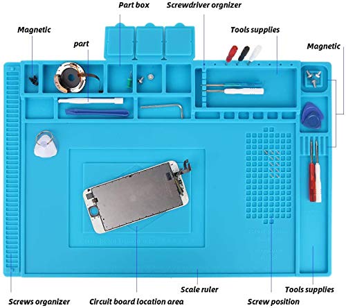Miniatura 2 de Almohadilla De Trabajo Soldadura Estera Magnética Del Silicón, 45x 30cm Aislamiento Resistente Al Alta Temperatura -50-500 Estera Para Reparar Teléfono, Computadoras, Cámara