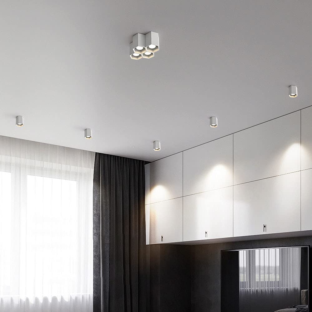 Siet Moderner Deckenstrahler Aufbau-Downlight, 4-Wege Deckenstrahler Beleuchtung Aluminium Akzentlampe, Einfache GU10 Richtstrahler für Wohnzimmer Schlafzimmer Küche