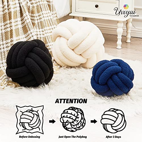 Image of Uvvyui Knot Pillow Ball, Soft Home Decorative Pillows, Round Throw Pillow, Handmade Knotted Plush Pillow, Round Boucle Pillow Cushion (11 Inches Black)