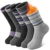SIMIYA 5 Pairs Merino Wool Socks for Women Winter Thick Warm Hiking Socks Women Thermal Crew Cushion Socks