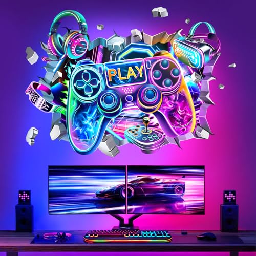 decalmile Pegatinas de Pared 3D Gamer Grande Vinilos Decorativos