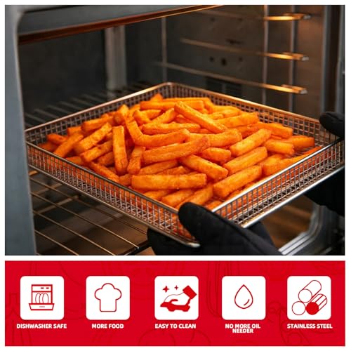 Image of Air Fryer Tray Replacement for Cuisinart TOA-60 TOA-65 TOA-70 Toaster oven tray, 12.4 inchx11 inchAir Fryer Basket and air fryer tray pan, Dishwasher Safe