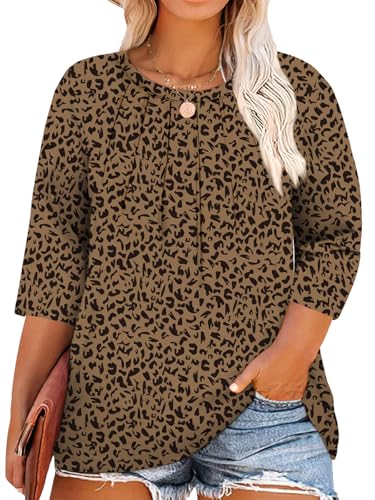 Image of Chulianyouhuo Womens Plus Size Tops 3 /4 Sleeve Casual T Shirts