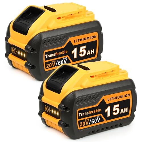 QuasuHaven 15000mAh Replacement for Dewalt 20V/60V Max Battery 2 Pack High Capacity(DCB615)