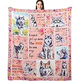 Husky Gifts Siberian Husky Blankets 50"X60" Dog Throw Blanket for Dog Lovers Mom Dad Flannel Puppy Print Blanket for Couch Sofa Bed Car