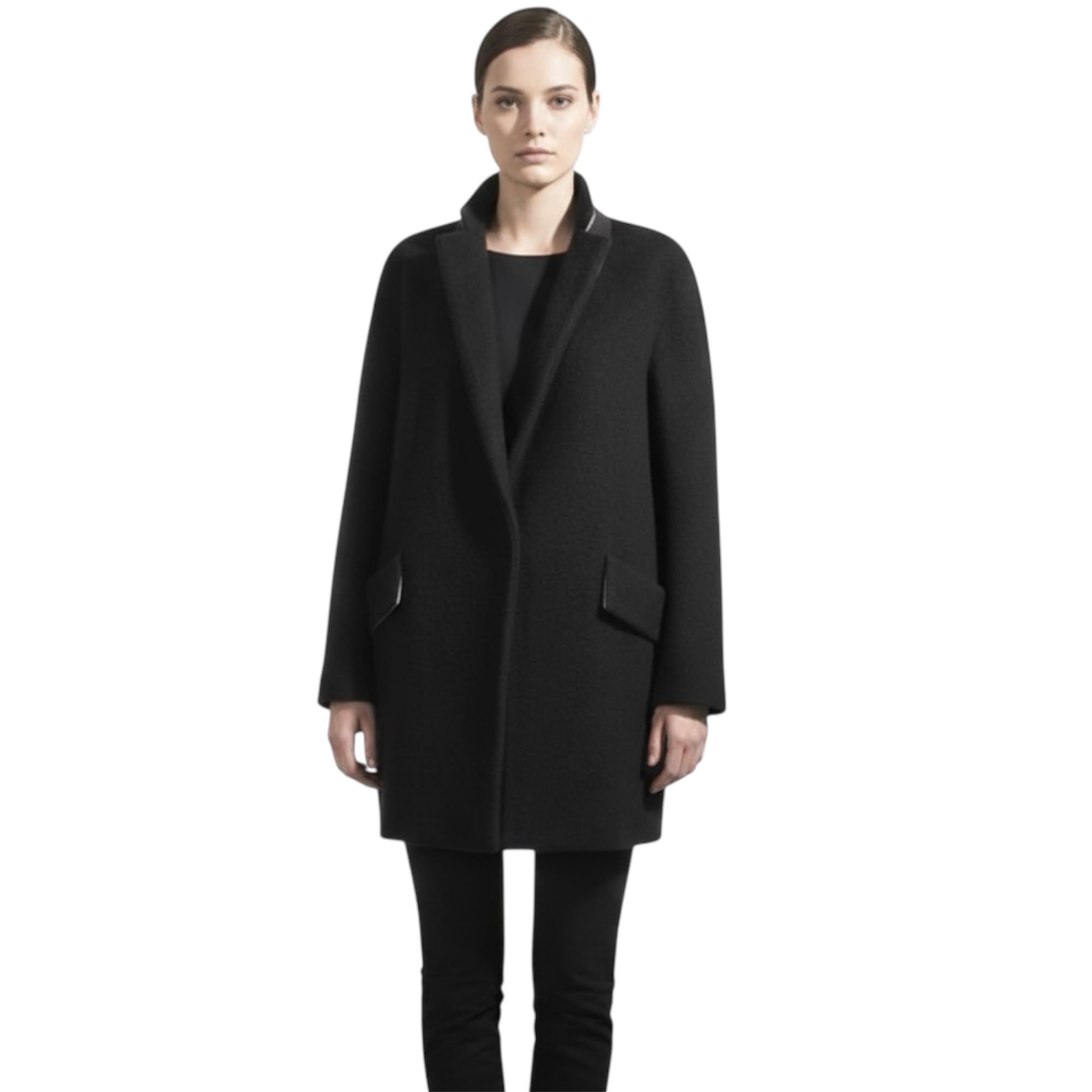 Women's Navy Blue Wool Blend Peacoat Double Breasted Winter Overcoat Jacket Large-picture-37