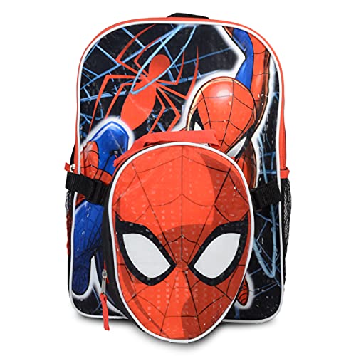 Marvel Shop Spiderman Backpack With Lunch Box For Boys ~ 5 Pc Bundle With 16 Inch Spiderman School Bag For Kids, Spiderman Lunch Bag, Stickers, And More | Spiderman School Supplies #TOP2