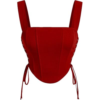 Milumia Women's Square Neck Wide Straps Bustier Tank Top Tie Side Corset Tank Tops