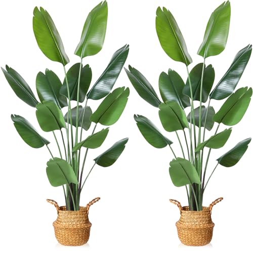 Mosade6ftartificialbirdofparadiseplanttallfaketropicalpalmtreewithwovenseagrassbasketrealisticfauxtree13detachabletrunkssilkplantsformodernhomedecorindooroffice2pack Urban Country Home Decor Mosade 6ft artificial bird of paradise planttall fake tropical palm tree with woven seagrass basket realistic faux tree13 detachable trunks silk plants for modern home decor indoor office2pack urban country home decor