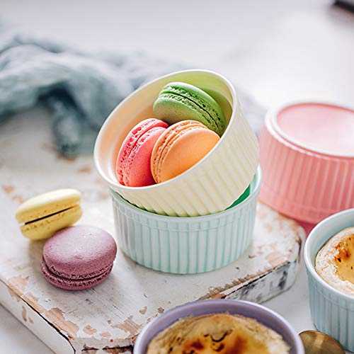 Mary Paxton Ceramic Covered Baking Bowl,3.5"Porcelain Ramekins Souffle Cake Bowl With Lid Dishes Pudding Cup For Baking Appliances Creme Brulee Custard Cups Desserts Sauce Dishes Dipping Bowls (Pink)