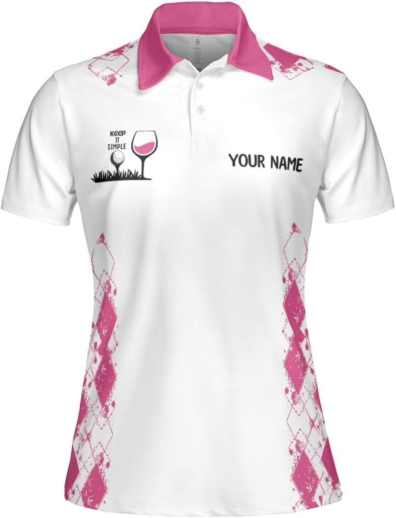 Custom Golf 3D Polo Shirt for Women Personalized Golf Polos Women Ladies Golf Shirts Short Sleeve Fun Golf Shirts for Women