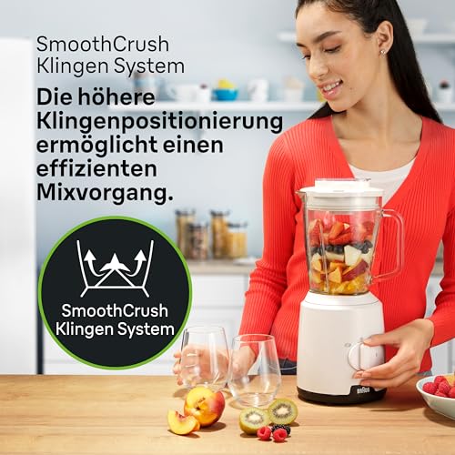 Braun PowerBlend 1 - Standmixer 2 Stufen 1,5L Glaskrug TriAction Weiß – Ansicht 6