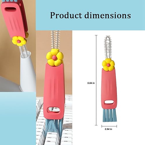 Miniatura 6 de Cepillo de limpieza de tapa de taza 3 en 1, 3 cepillos multifuncionales de limpieza de tapa de taza con raspador, hendidura, cepillo en ángulo, para