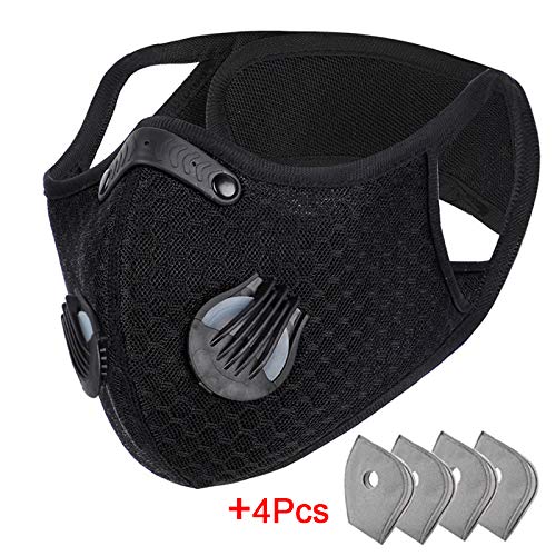 Dust Mask with 4Pcs Filters Sports Face Mask Reusable Activated Carbon Half Face
