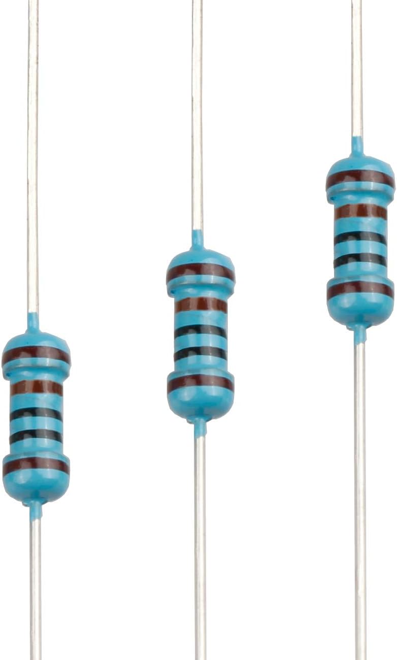 100pcs 1K ohm Resistor 1/4w (0.25 Watt) ±1% Tolerance Metal Film Fixed Resistor, Multiple Values of Resistance Optional