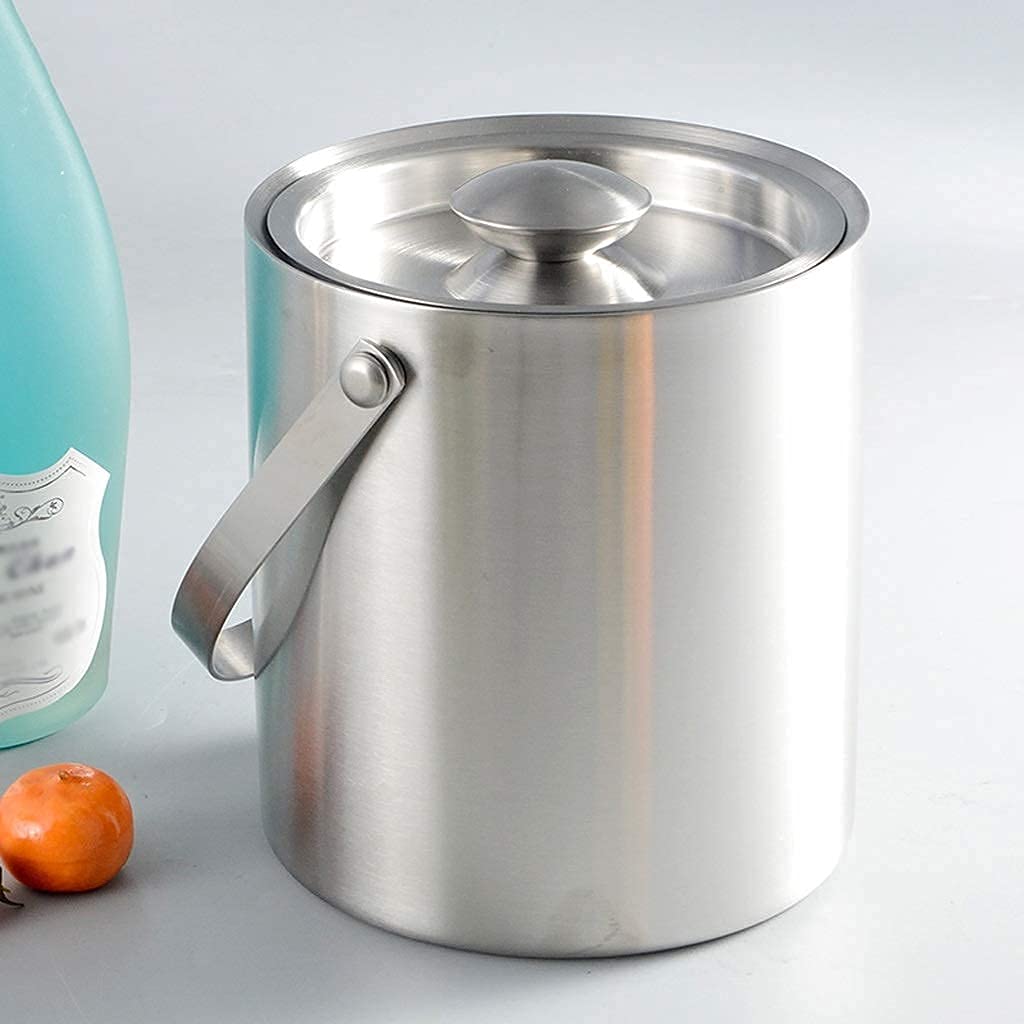 Secchiello per Il Ghiaccio Secchiello per Il Ghiaccio in Acciaio Inossidabile a Doppio Isolamento con Coperchio Secchiello per Champagne Bottiglia per Vino e Birra per la Famiglia e Il Bar S