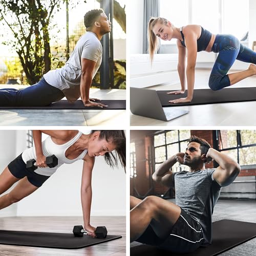 Image of MICRODRY Deluxe Fitness Exercise Yoga Mat for Home & Gym, Extra Thick for High Impact Training, Multi Layered Skid Resistant Surface, Odor Neutralizing with Carrying Strap
