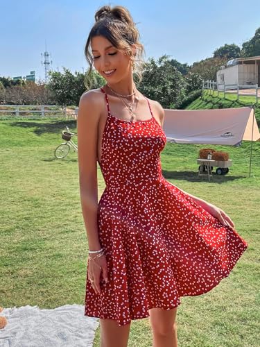 Image of Floerns Women's Summer Ditsy Floral Backless Tie Back Sleeveless Cami Mini Dress
