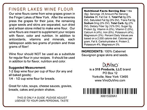 Cabernet Sauvignon Wine Flour /Wine Powder Made 100% From Grape Skins And Seeds Grown In Ny Wine Region- Gluten Free Flour Rich In Antioxidants, Protein & Fiber- Use To Add Flavor, Nutrition And Color #TOP2
