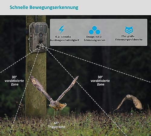 Meidase S950 4G LTE Wildtierkamera, 32MP 1296P, 30m Nachtsicht, 0.1s Bewegungserkennung, IP66...