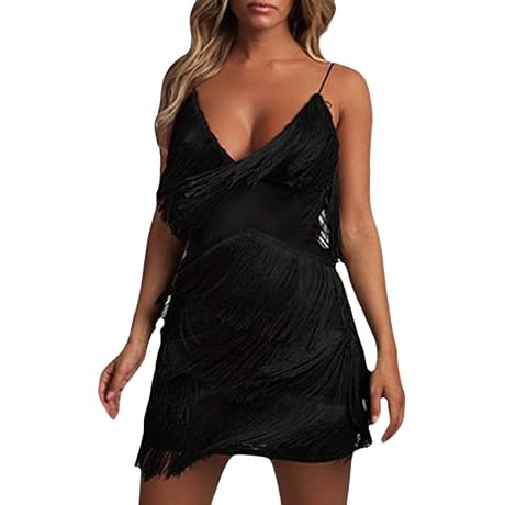 Women's Dresses Flapper Dresses 20s Gatsby with All-Over Fringe Mini Dresses