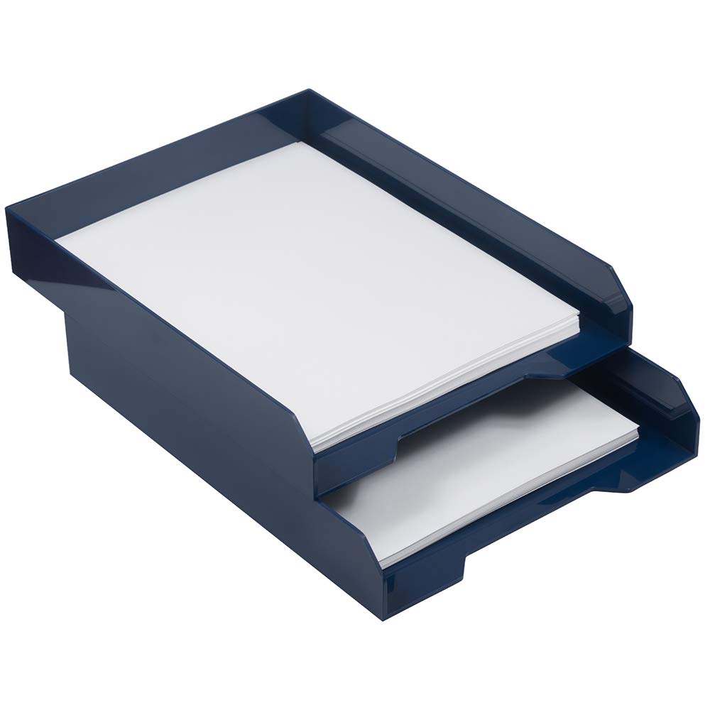 JAM PAPER Stackable Paper Trays - Purple, 2-Pack Desktop Organizer For Letter Size Documents