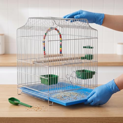 Jaula para pájaros con bandeja extraíble metálica para cría de aves 8