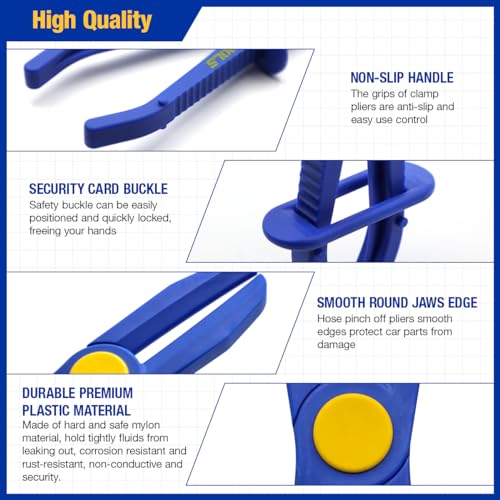 Evertools 6pcs Hose Pinch Clamp Pliers Set, Brake Line Hose Clamps Pliers Set, Fuel Line Disconnect Tool for Flexible Hoses Gas Lines Radiator Hoses with Oxford Tool Bag - Thumbnail 4