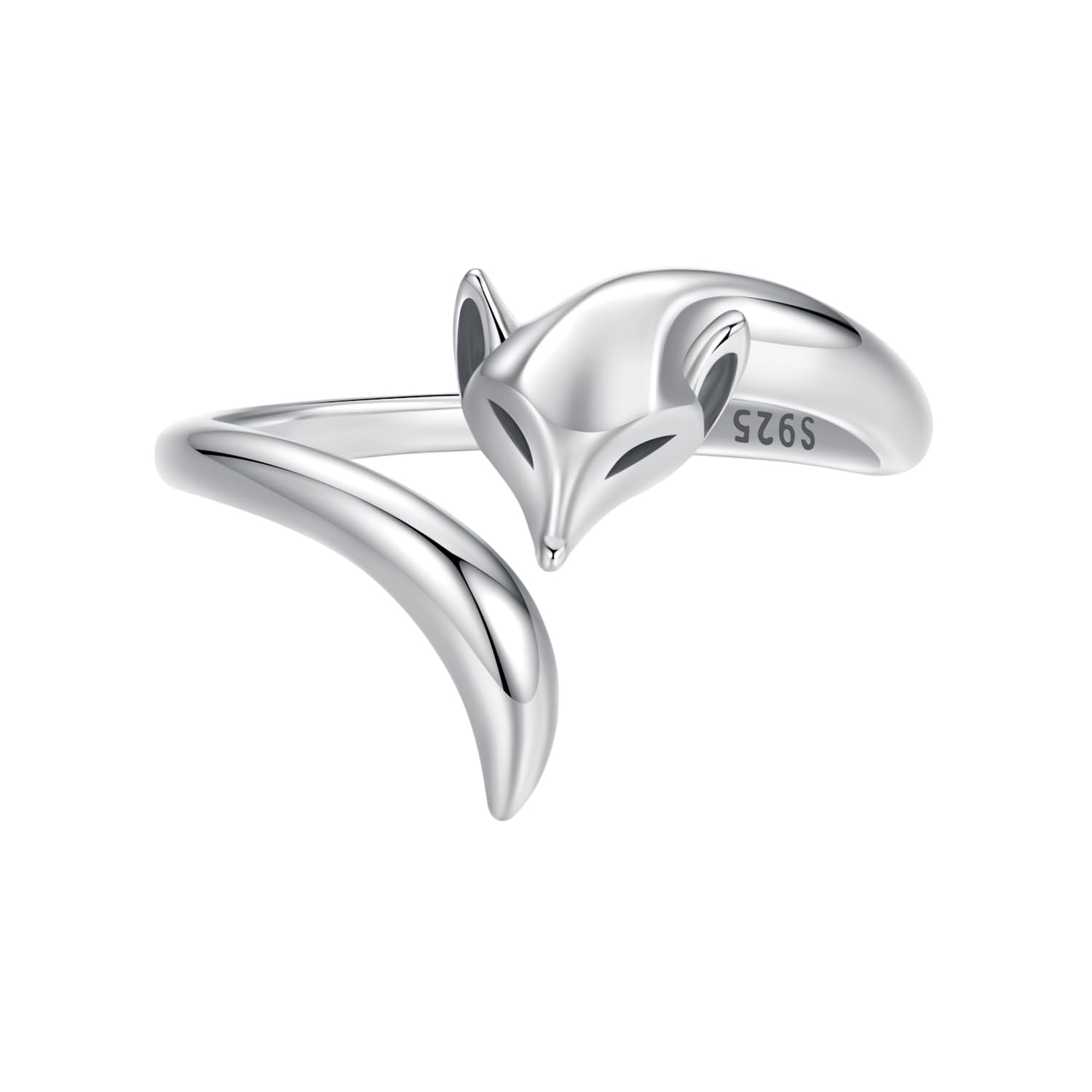 Adjustable Fox Ring for Women,925 Sterling Silver Open Stackable Jewelry,Cute Animal Foxring Dainty Silver Gifts, Hypoallergenic Ring
