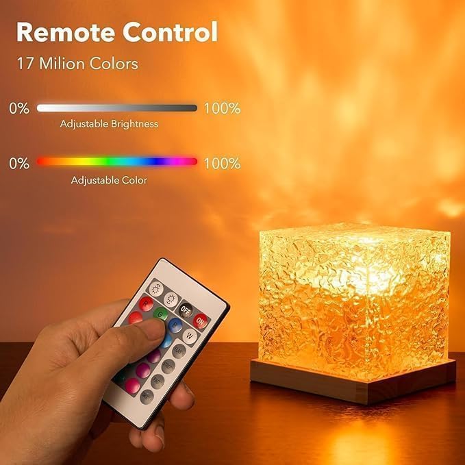 Image of Crystal 3D Galaxy Ball Night Light | Dimmable Engraved LED Glass Ball Table Lamp with USB and Wooden Base for Home Decor|Office|Birthday Gift & Kids Bedroom|Decoration (Wave LAMP)