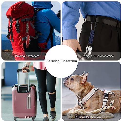 Foto von Paracord Schlüsselanhänger mit Karabiner - 4 Stück Geflochtene Schlüsselkette für Messer, Schlüssel, Outdoor, Camping, Angeln, Rucksack