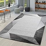 Material: 100 % polipropileno TT Home Alfombra Salón con Ribete Efecto 3D Pelo Corto Gris Beige, Tamaño:160x230 cm